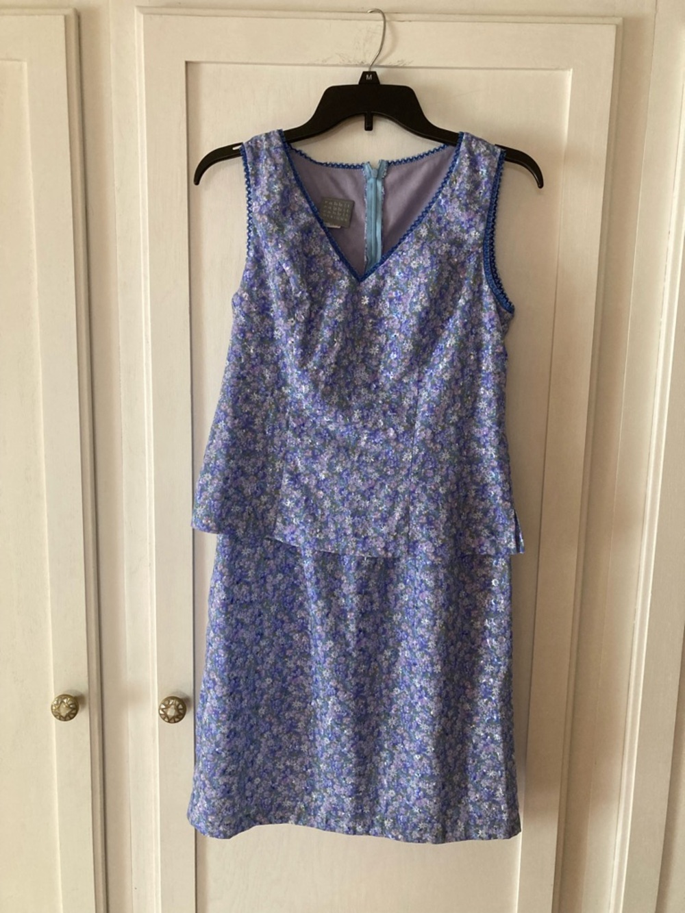 VTG Rabbit Rabbit Rabbit Designs Blue/Lavender Floral Layered Midi Dress